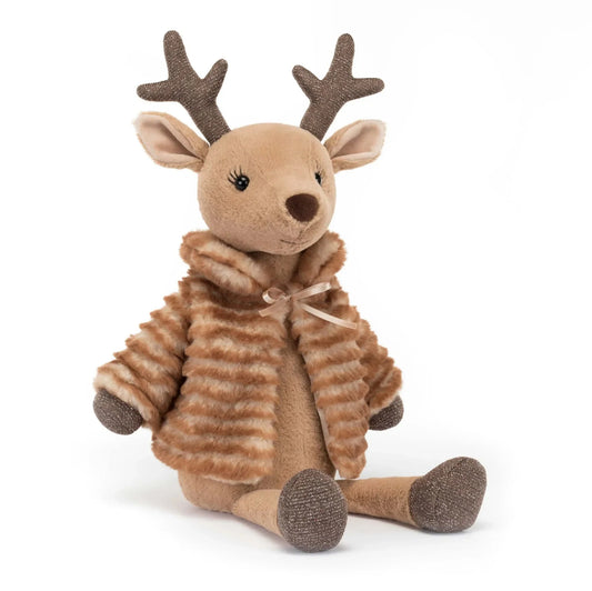 CozyCritters™ Plush Reindeer in Striped Jacket