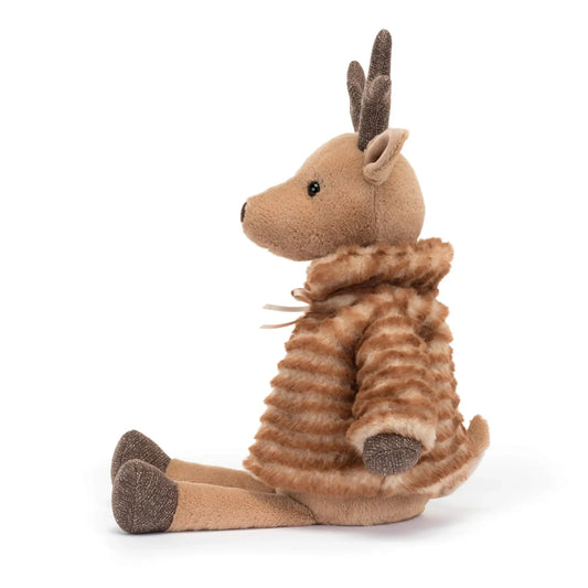 CozyCritters™ Plush Reindeer in Striped Jacket